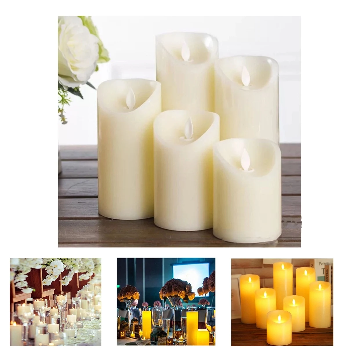 Artificial Taper Candle with Flameless LED (5" H x 3" Diamet 1