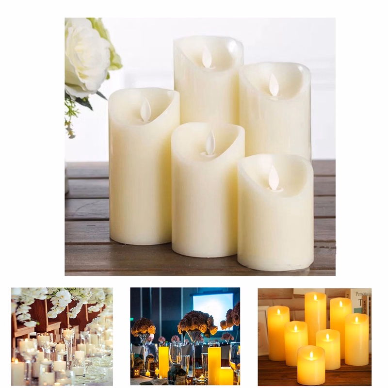 Artificial Taper Candle with Flameless LED (5" H x 3" Diamet