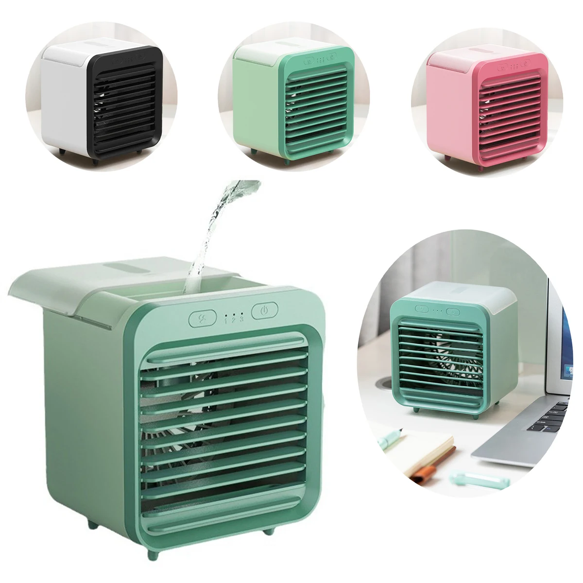 Portable Quiet Mini Desktop Table Cooling Fan With Mist Spray 1