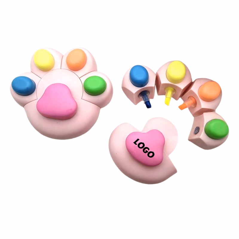 Cat Paw Highlighter Pen Color Marker Set