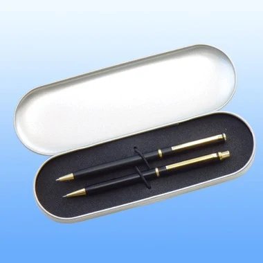 BRASS PEN & PENCIL SET IN METAL BOX 1