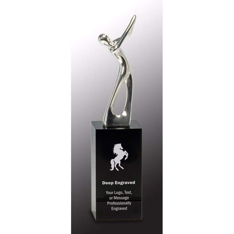 8 1/2" Silver Metal Golf Figure Award on Black Crystal Pedestal