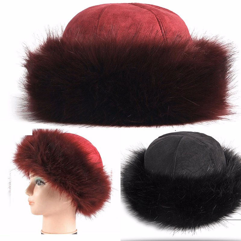 Women Leopard Faux Fur Hats Fluffy Bucket Hat