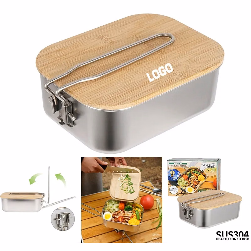 Stainless Steel Bento Lunch Box with Bamboo Lid