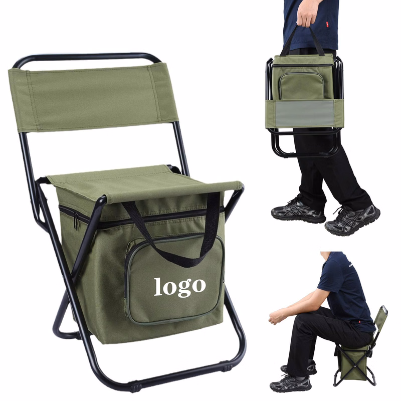Foldable Compact Fishing Chair With Cooler Bag