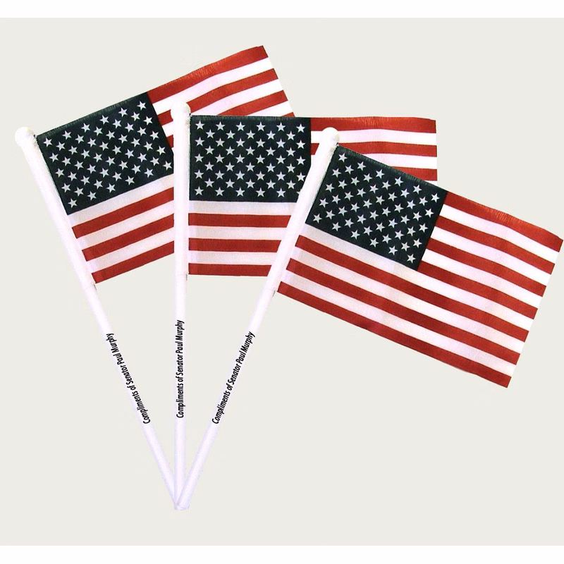 4"x6" USA Flag With White 12" Pole - USA American US Flag
