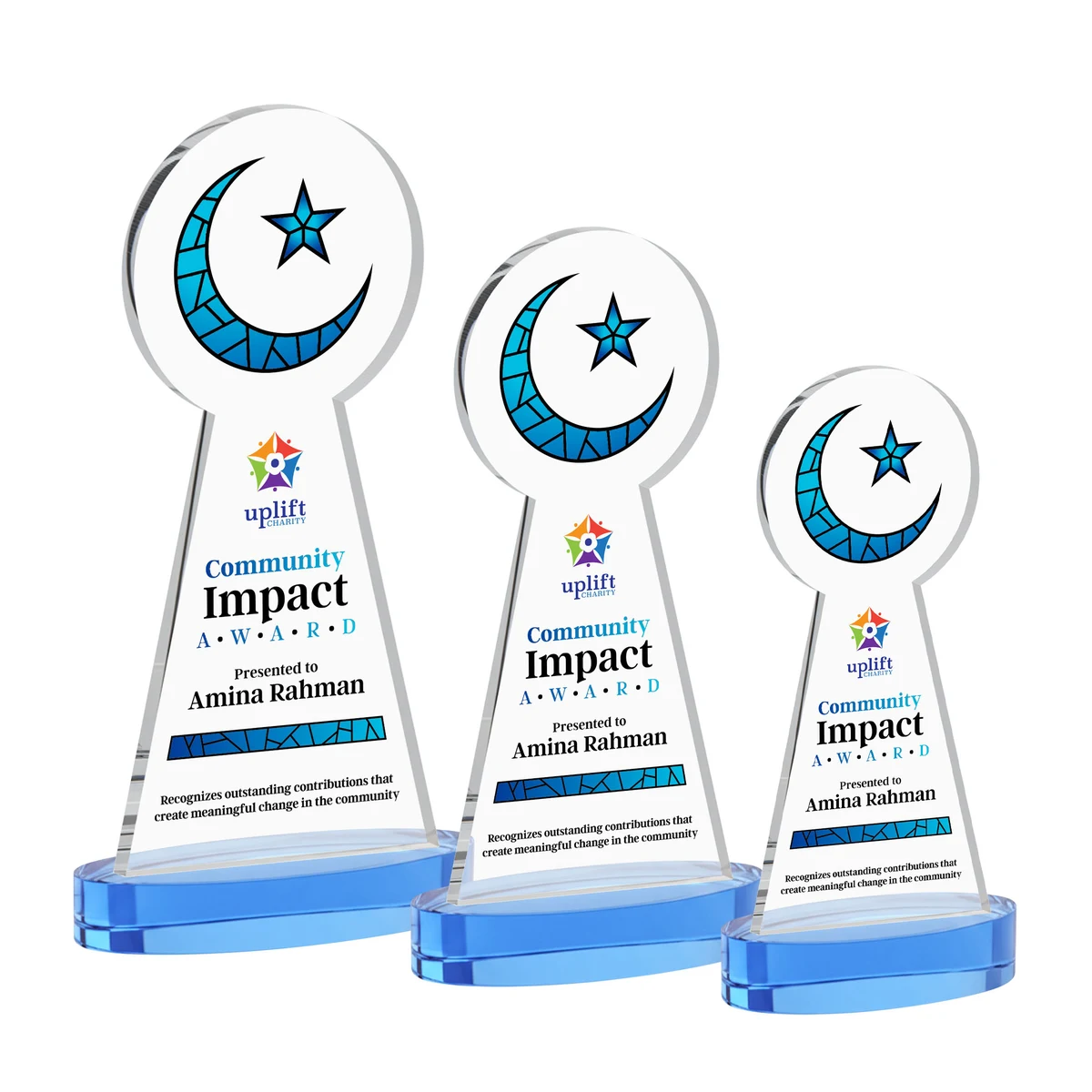 Crescent & Star VividPrint™ Award on Alberton Base-Sky Blue 1