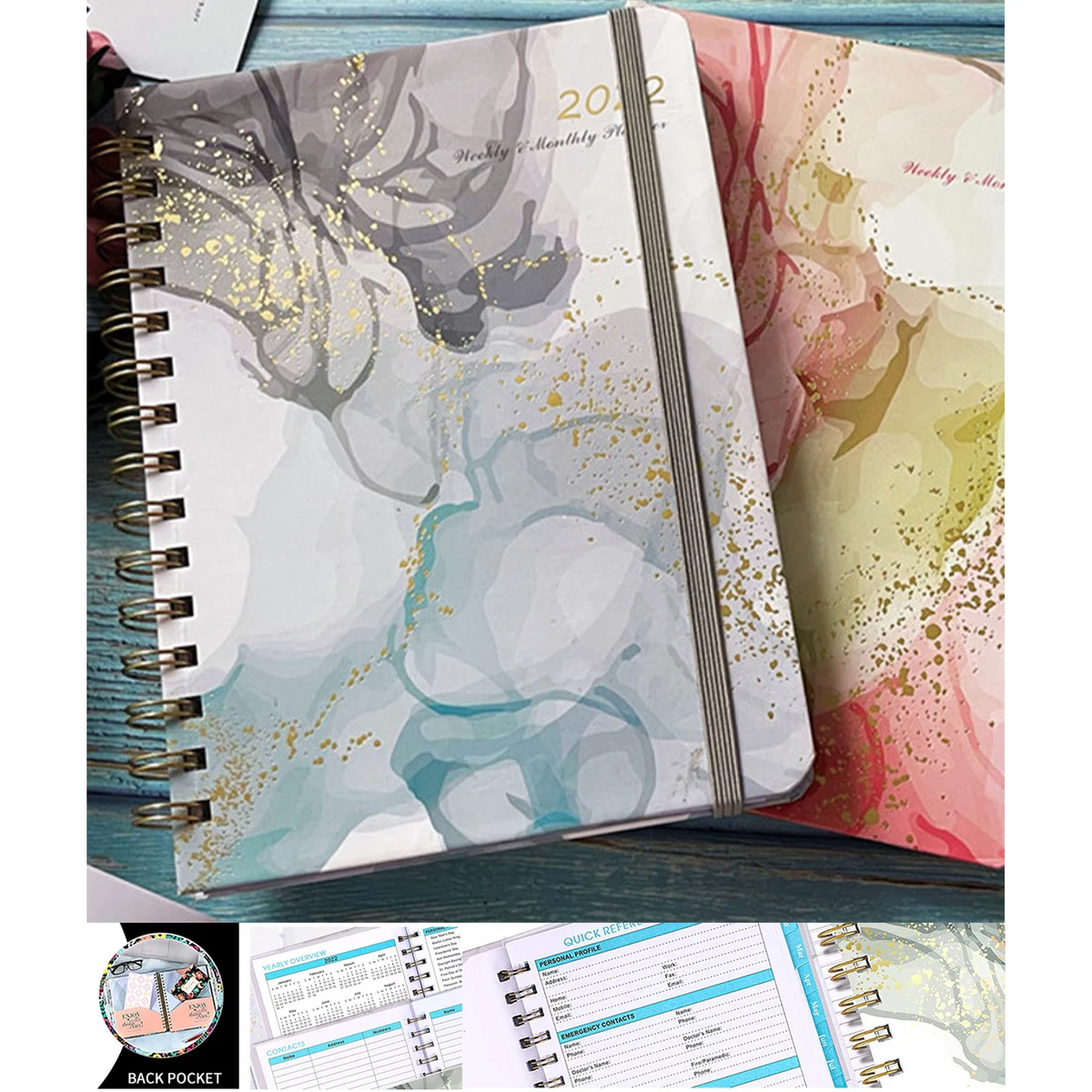 120 Pages 8.19 x 6.5 x 0.67 Inches A5 Spiral Daily Planner Note Book with Pocket 1