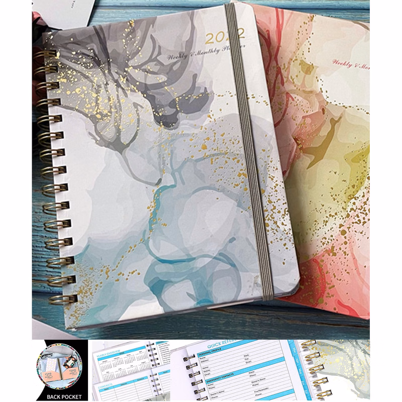 120 Pages 8.19 x 6.5 x 0.67 Inches A5 Spiral Daily Planner Note Book with Pocket