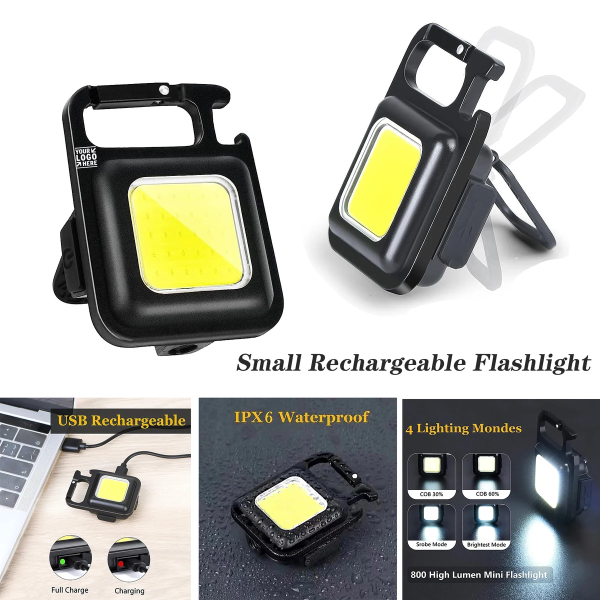 2 Pack 1000 Lumen Portable Emergency Light Small Keychain Rechargeable Flashlight 1