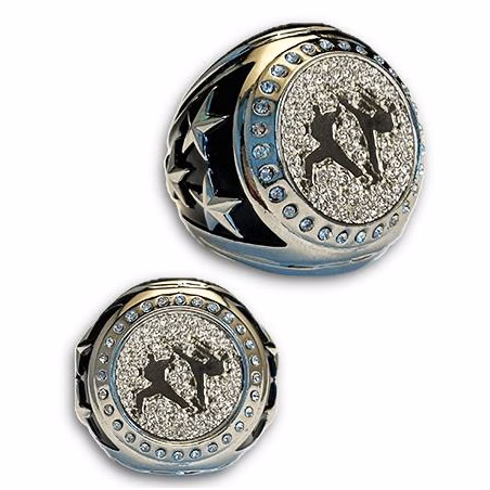 Karate Championship Bling Ring Silver