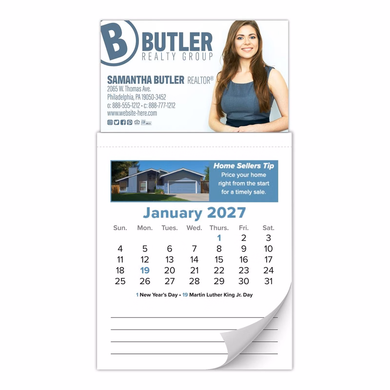 12-Month Tear-Off Magna-Cal Business Card Calendar (Real Estate) - Jan. 2027 w/Cover