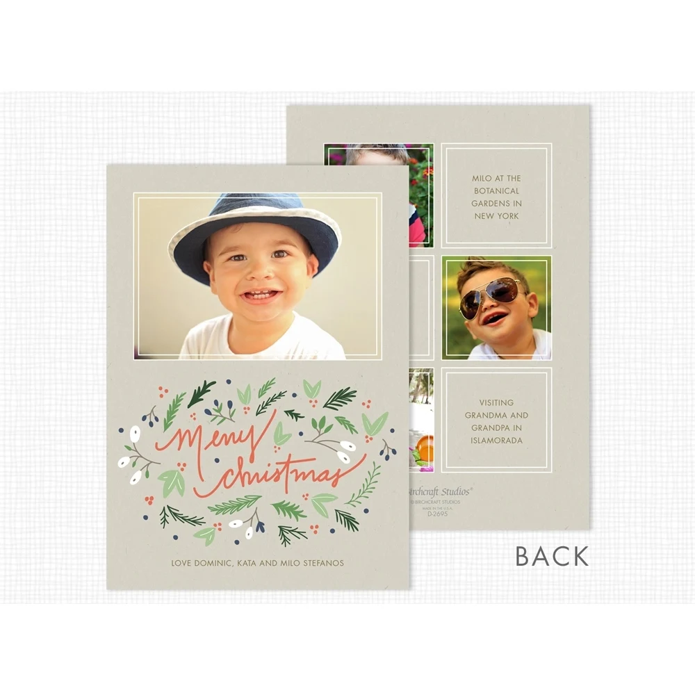 Merry Christmas Flat Photo Choice of Back Card 1