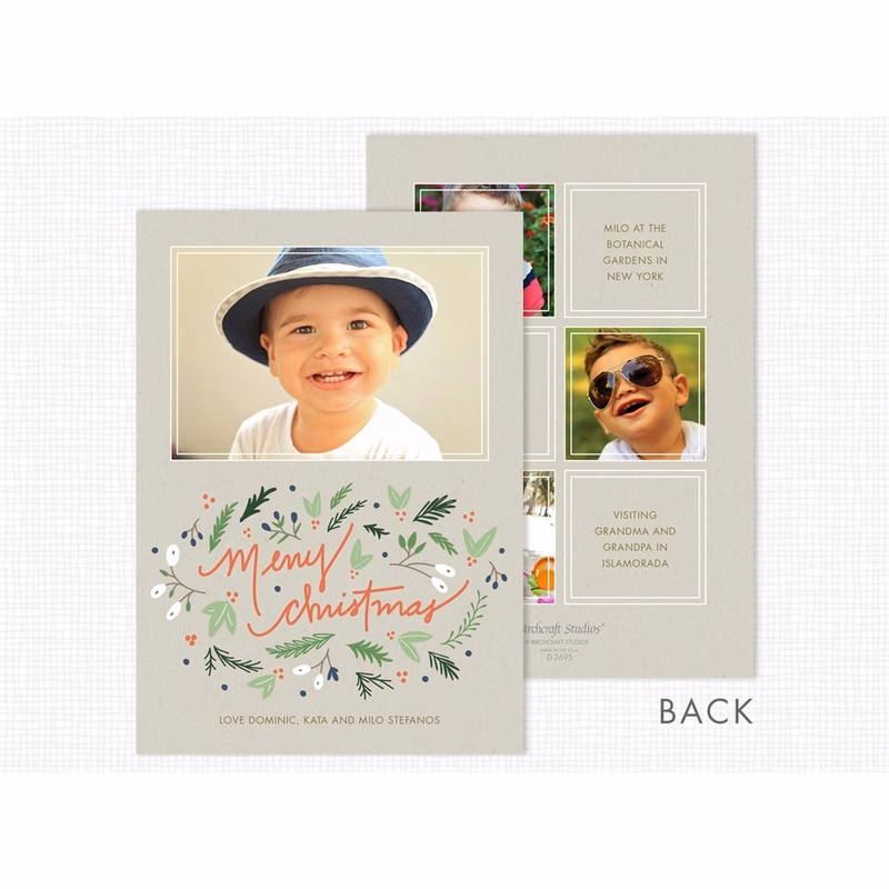 Merry Christmas Flat Photo Choice of Back Card