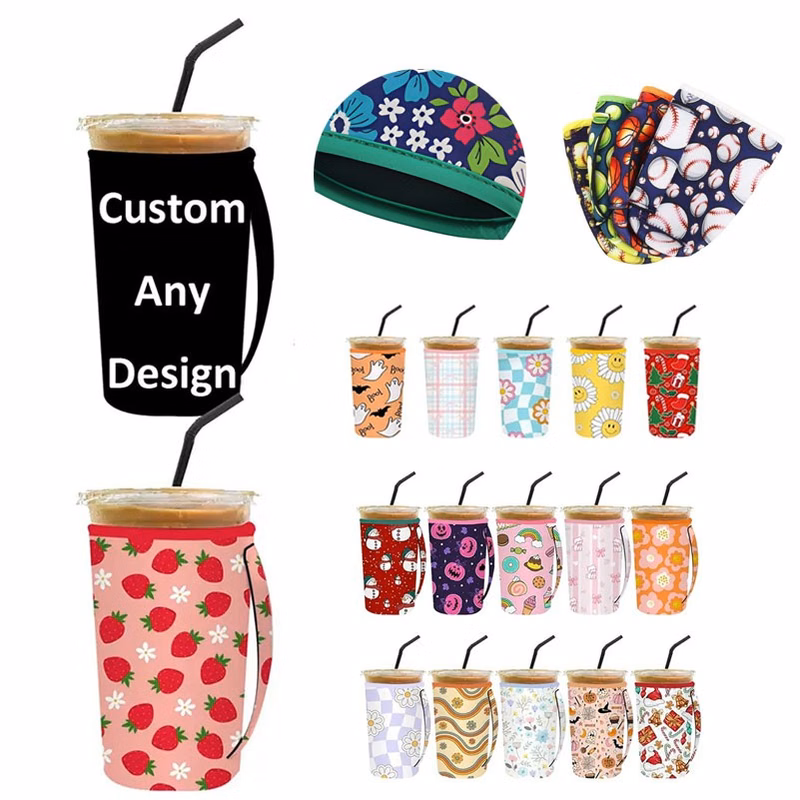 Beverage Sleeve Reusable Neoprene Cooler with Handle