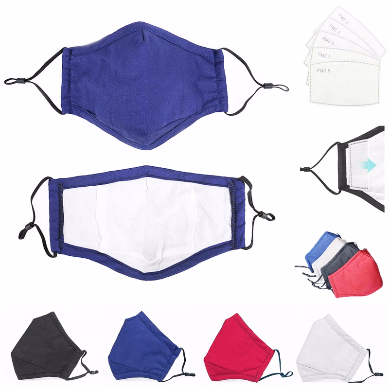 3ply Washable Reusable Adjustable Cotton Face Masks with Filter Pocket