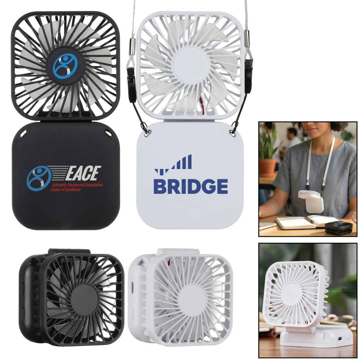 Handheld Rechargeable Folding Mini USB Fan w/Lanyard 1