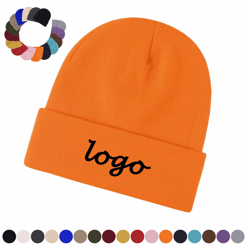 Fall Winter Cozy Knit Hat with Embroidered MOQ20