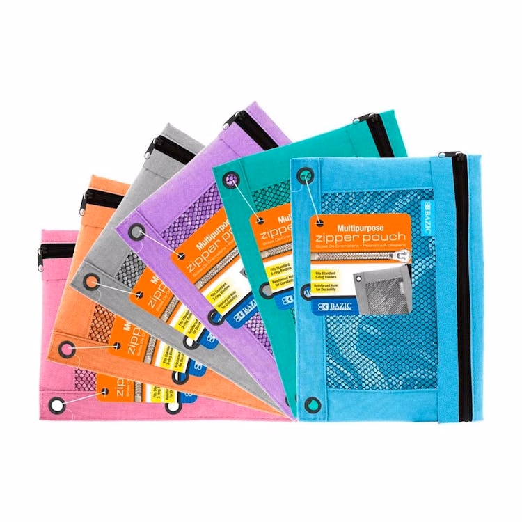3-Ring Mesh Pencil Pouches - Assorted Retro Colors