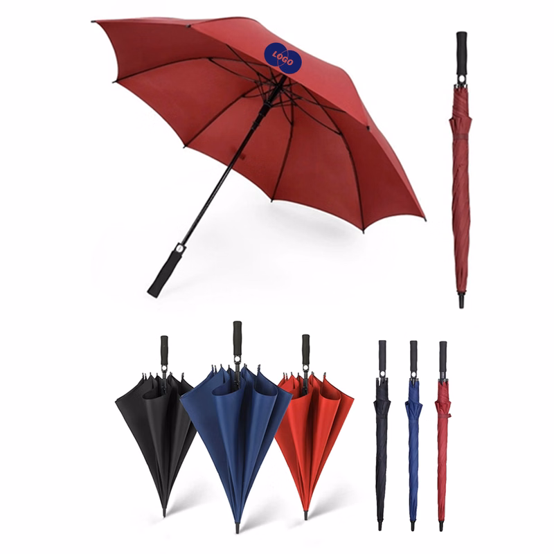 Windproof Golf Long 8 Ribs Fiber Umbrella