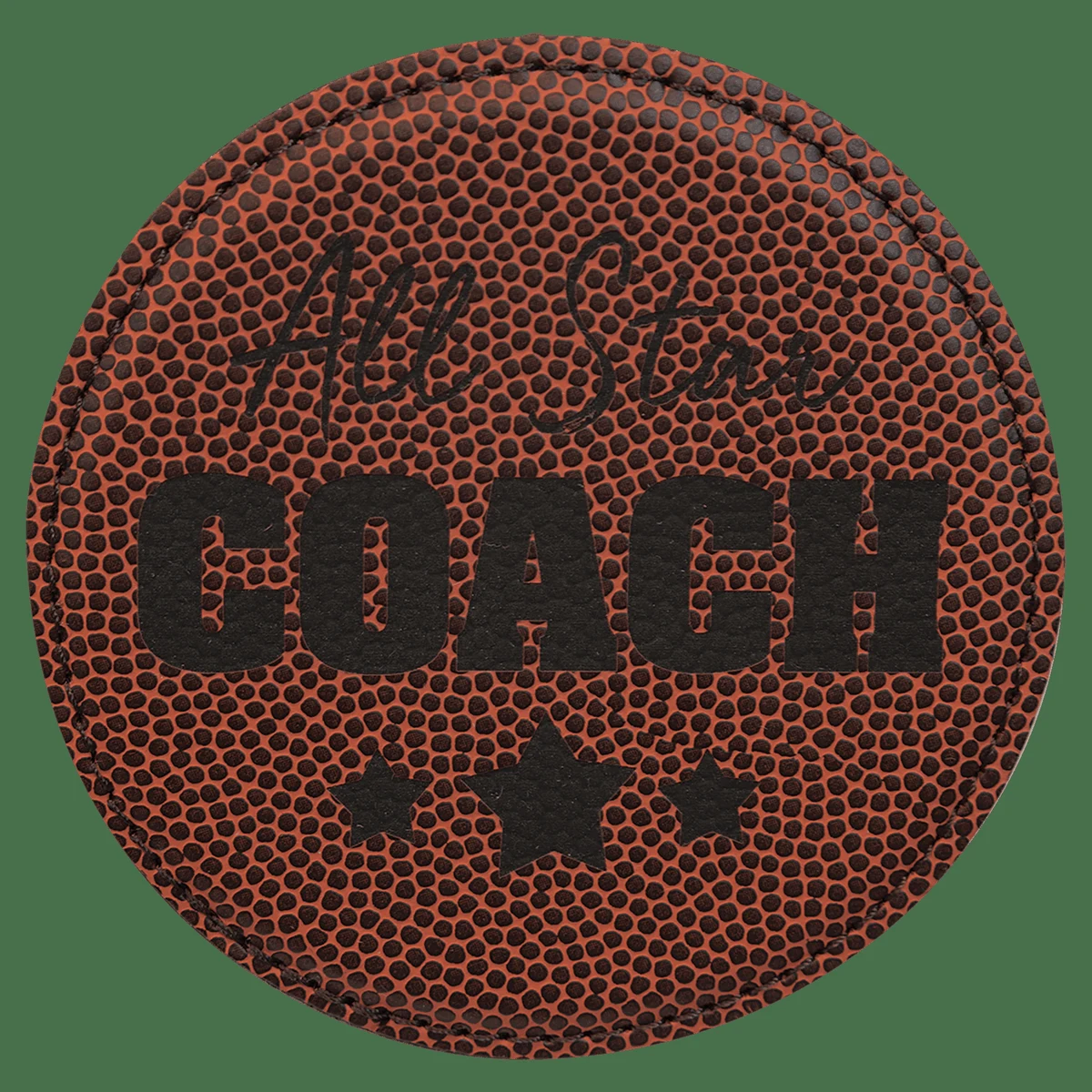 4" Round Football Leatherette Coaster 1