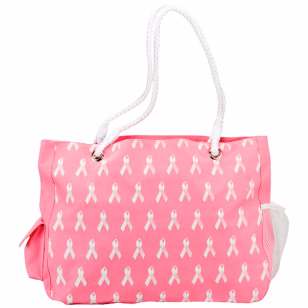 CANCER RIBBON ROPE HANDLE ZIPPER TOP