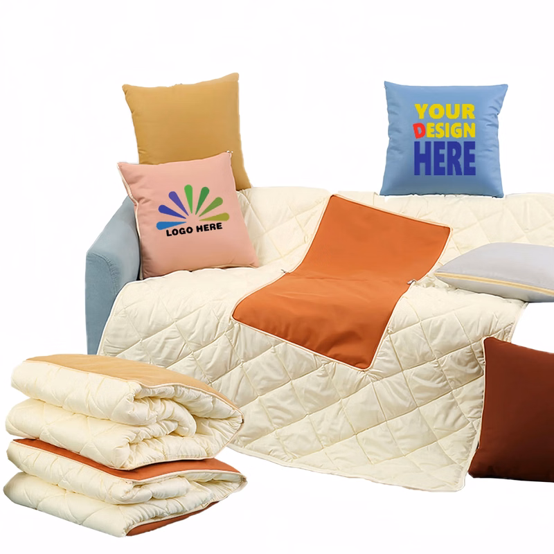 Custom 2-in-1 Packable Travel Cushion Blanket