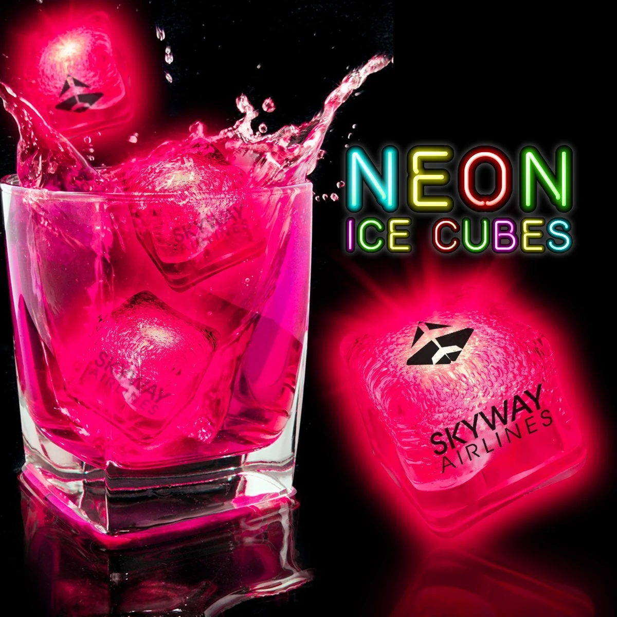 Neon Pink Lited Ice Cubes(Pad Print) 1