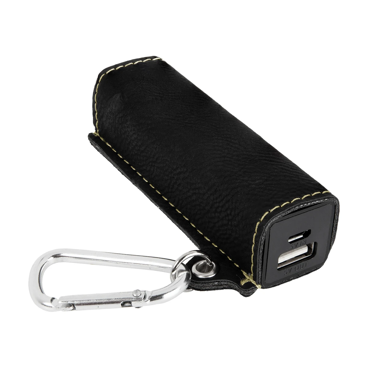 Black/Gold Leatherette 2200mAh Power Bank w/USB Cord 1
