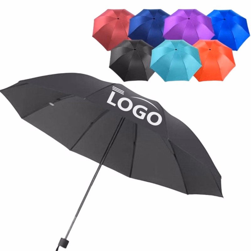 Custom Logo 8 Rib Black Glue Waterproof Manual Umbrella