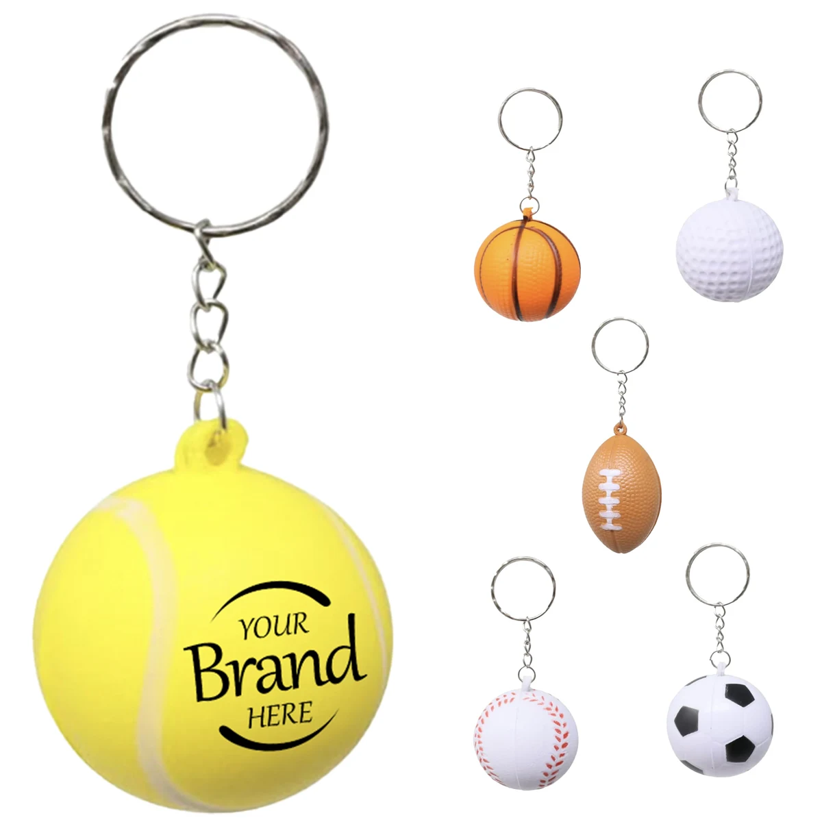 Multi Sport Ball Shaped PU Stress Relief Keychain Fidget Toy 1