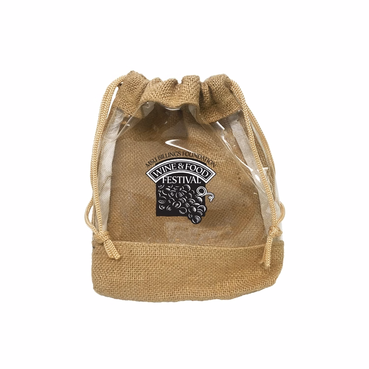 Jute & Vinyl Drawstring Pouch
