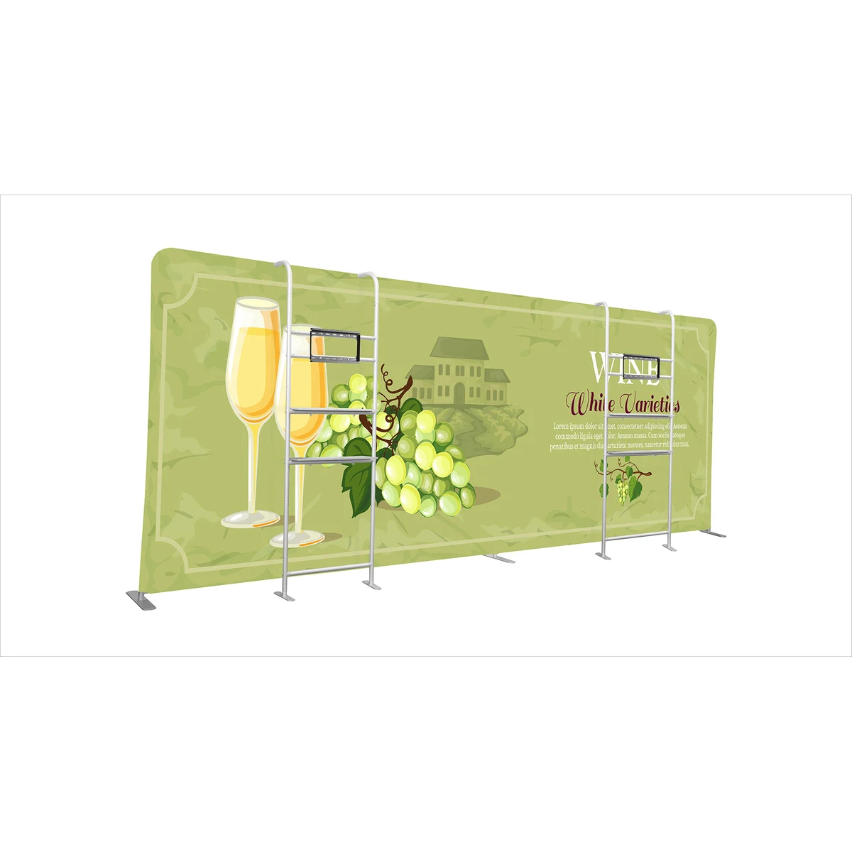 Straight Display - Dbl. Shelves-Dbl. TV - 234"w x 89"h 1