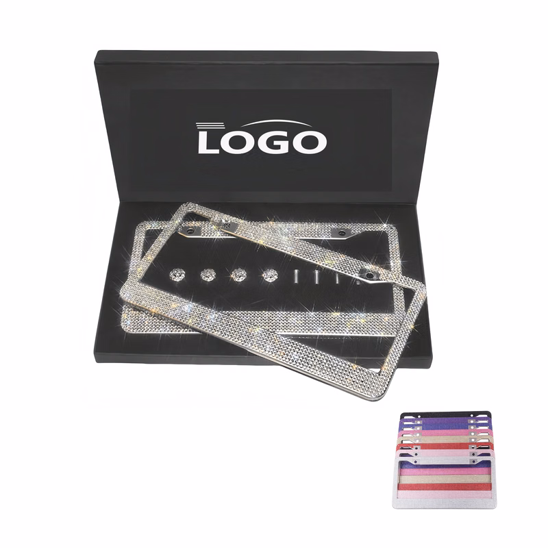 Rhinestone Stainless Steel License Plate Frame with Gift Box