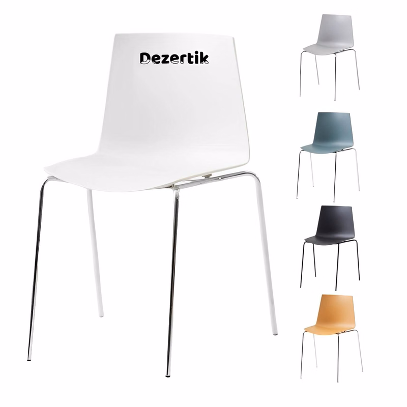 Stackable PP Plastic Chair with Chrome Metal Legs