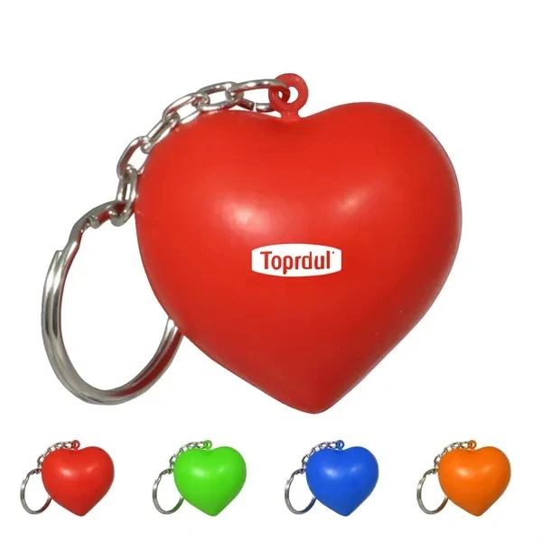 Custom Heart Shaped PU Foam Stress Ball Keychain — Anxiety Relief Accessory 1