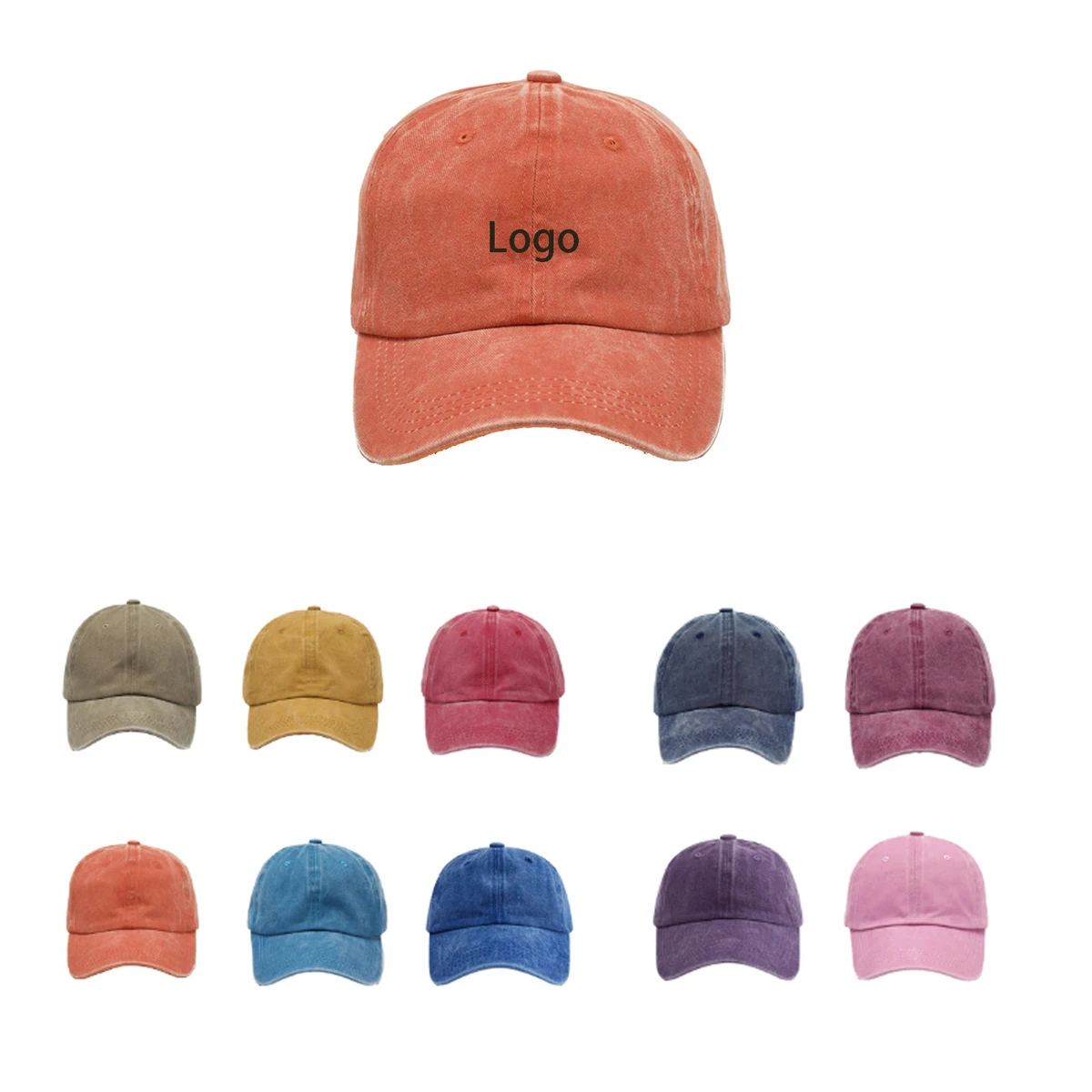 Washed Cotton Solid Baseball Cap 1