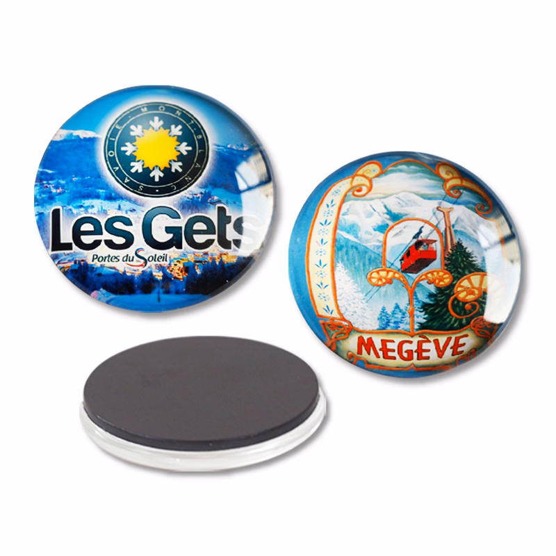 Custom Round Shape Crystal Glass Fridge Magnet For Souvenir Gift