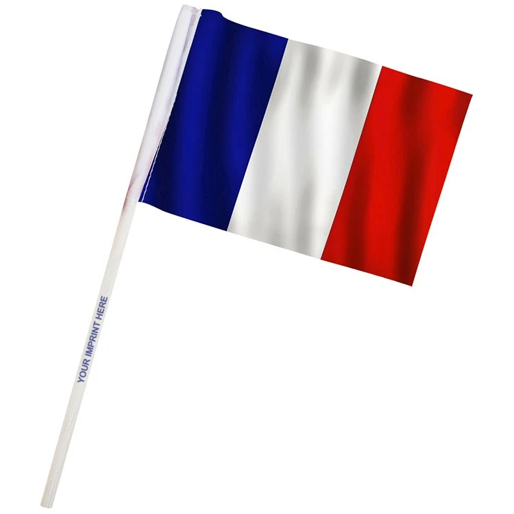 4" x 6" France Imprinted Staff Polyester Stick Flags 1