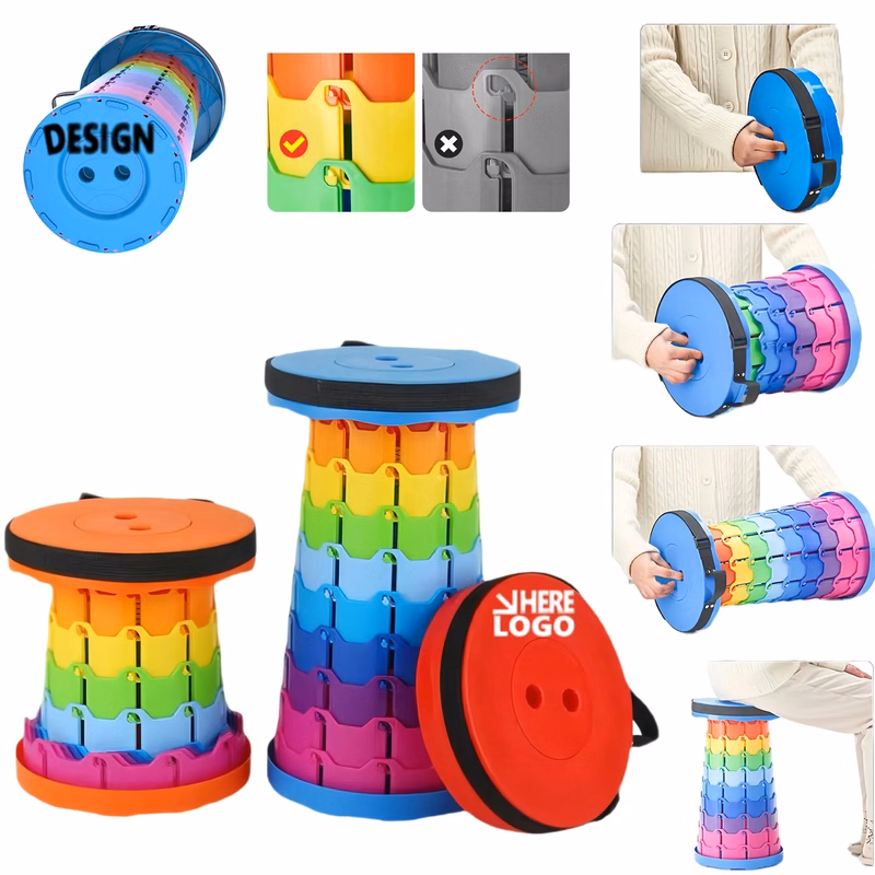 Portable Rainbow Telescopic Folding Stool For Outdoor
