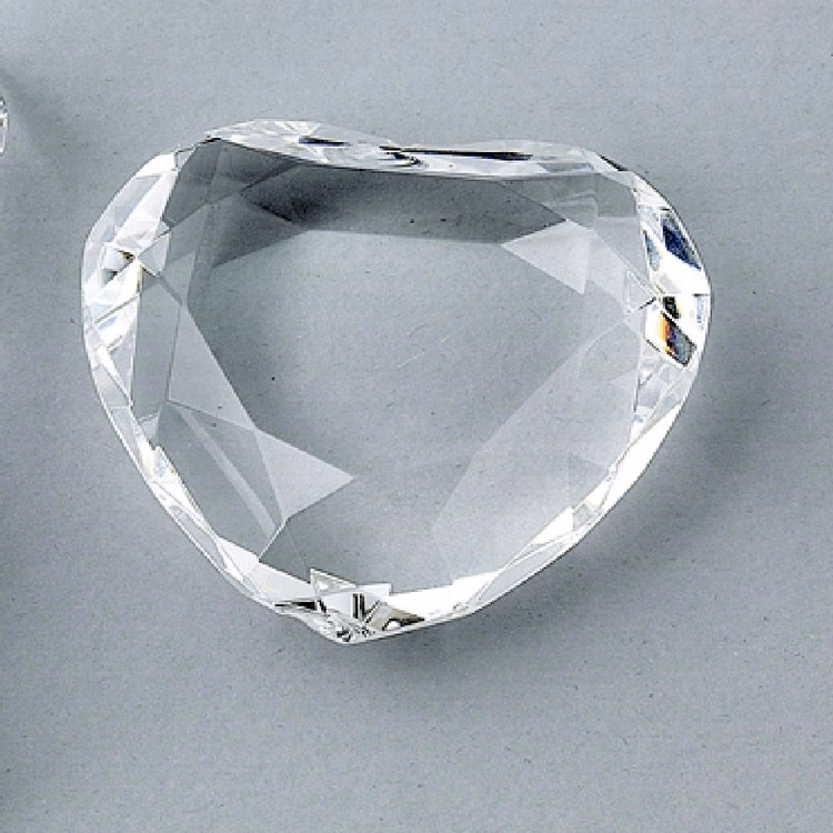 Optic Glass Heart Paperweight