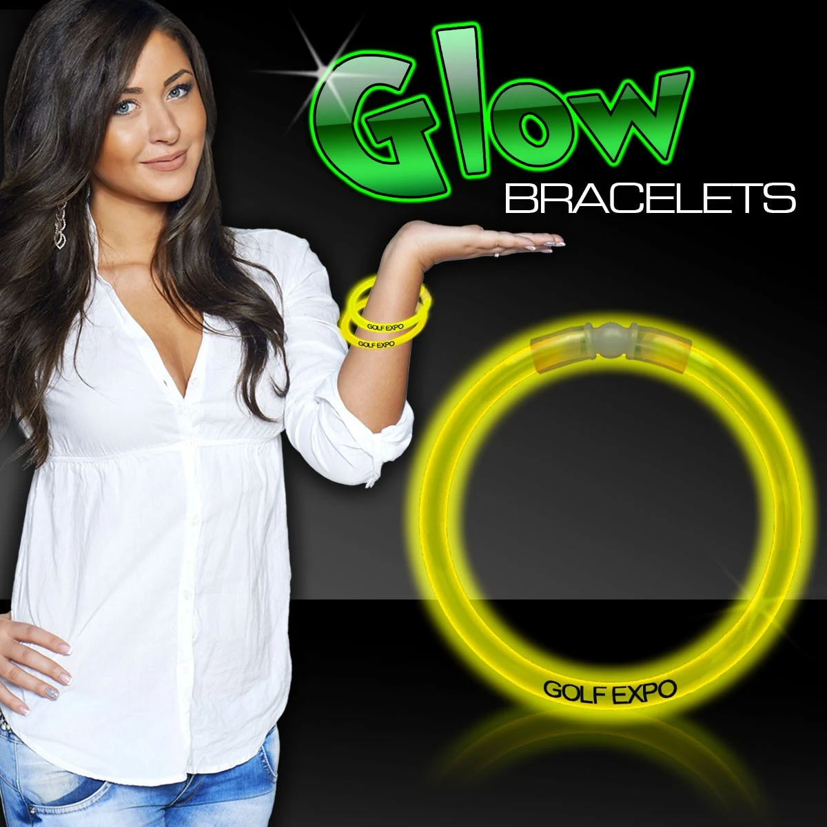 Yellow 9" Single Color Superior Light Up Glow Bracelet 1