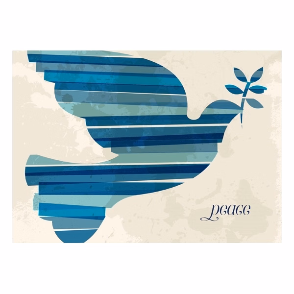 Blue Striped Dove of Peace Holiday Greeting Card