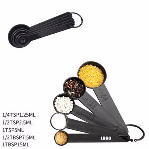 5 In 1 Black Measuring Spoon Set With Volume Markings
