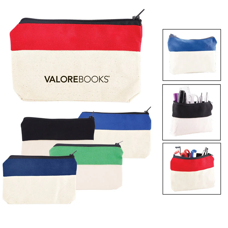 Two-Tone Zip Cotton Valuables/School Supplies Pouch 1