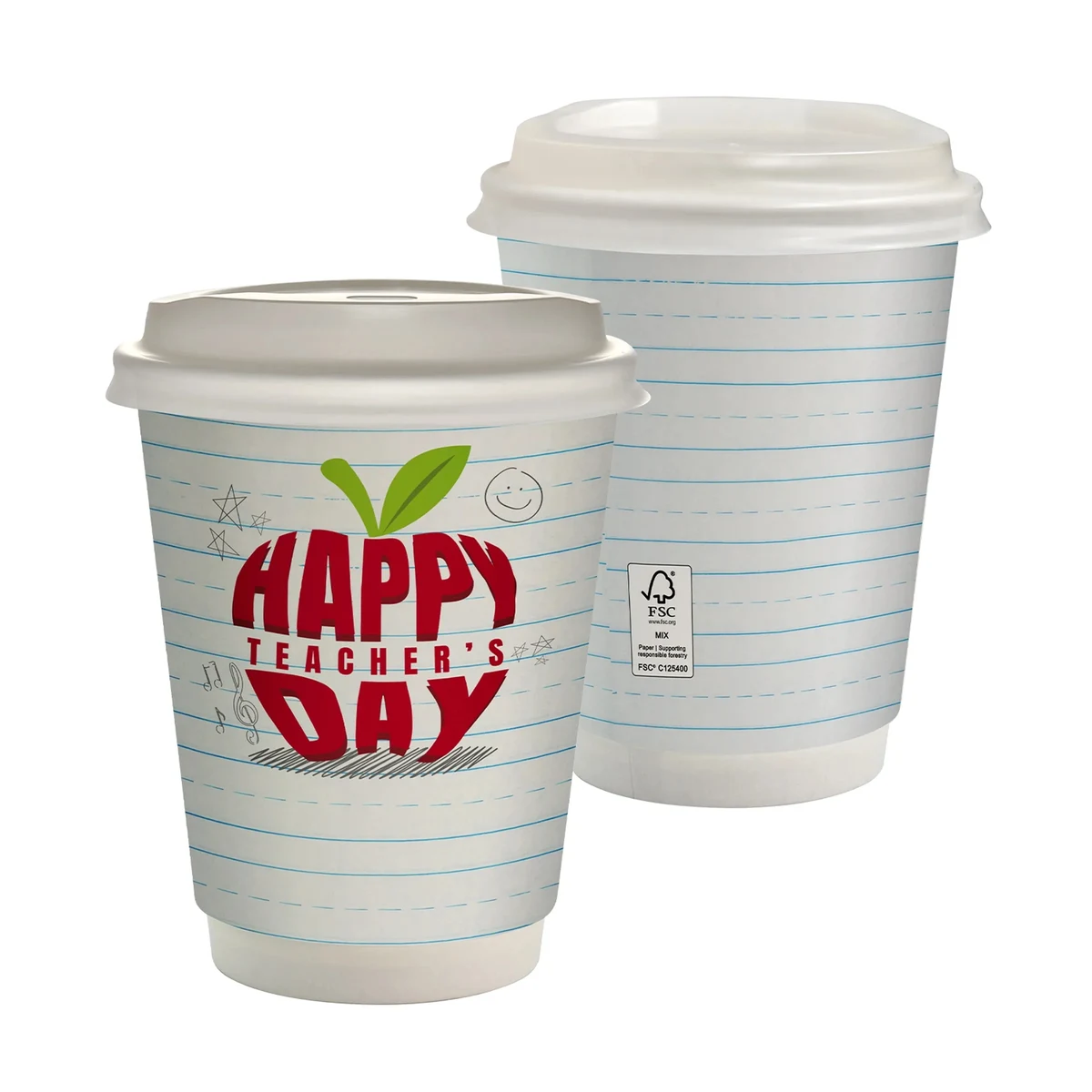 12 oz Teacher Full Color Paper Cup With Lid 1