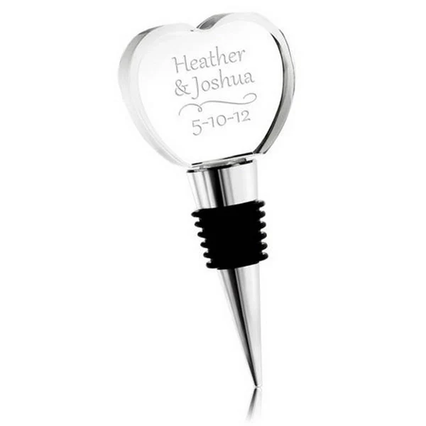 Personalized Crystal Heart Wine Stopper 1