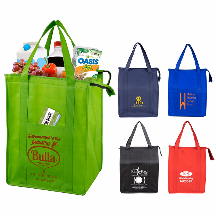 12"W x 16"H x 10"Gusset - "SUPER COOLER" Large Insulated Cooler Zipper Tote Bag