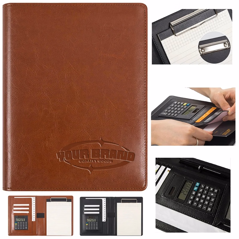 A5 Notepad Zippered Organizer With Calculator Writing Pad
