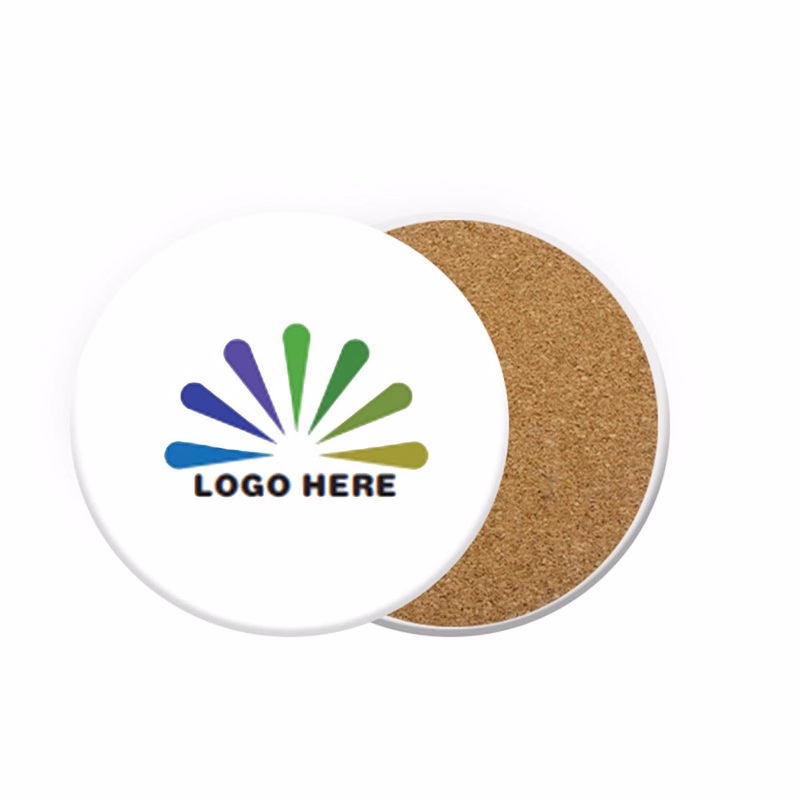 Round Ceramic Cork Absorbent Coaster